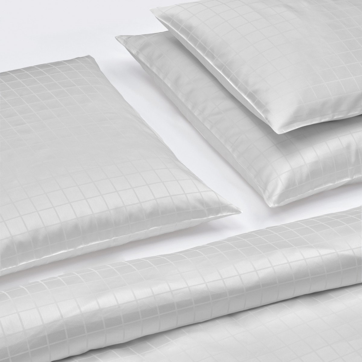 Fischbacher Bettwäsche Time Square D50 Satin weiß und grau – Bild 4